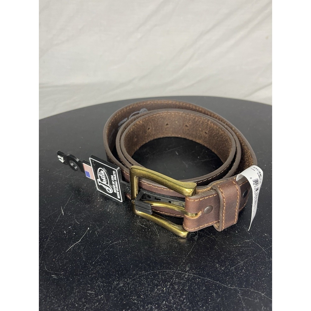 NWT Justin Sycamore Cinch Brown Leather Belt Size 42 COO125 USA Made